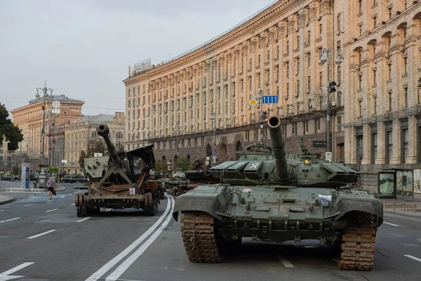 Destroyed Russian Military Equipment Center Kyiv Khreschatyk Parade Destroyed Russian — Stock fotografie
