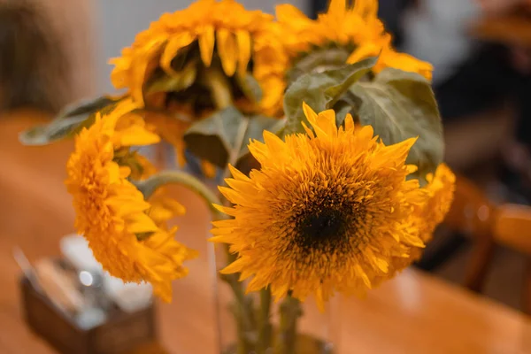 Bouquet of sunflower flowers close up