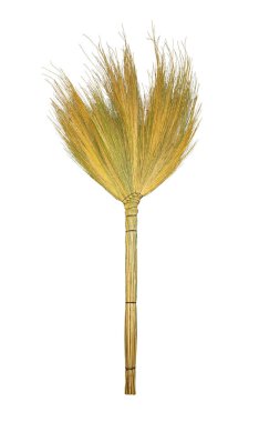 İzole edilmiş beyaz arka plan üzerine geleneksel süpürge. El yapımı faraş fırçası..