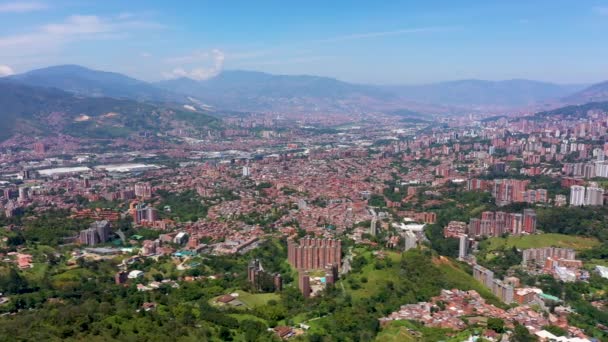 Medellin Kolombiya Daki Manzaranın Havadan Görüntüsü Yüksek Kalite Görüntü — Stok video