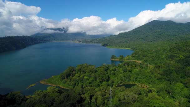 Danau Pegunungan Pemandangan Udara Pulau Bali Indonesia Rekaman Berkualitas Tinggi — Stok Video