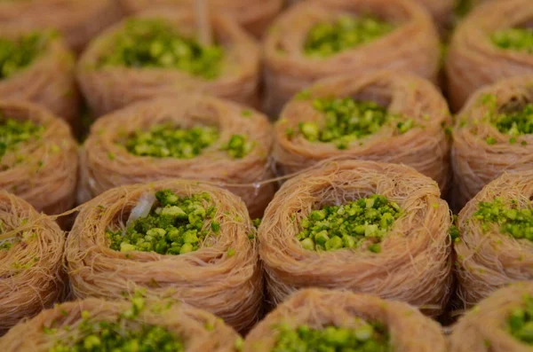 Baklava Mercado Oriental Produtos Panificação Doce Árabes Variedade Doces Mercado — Fotografia de Stock