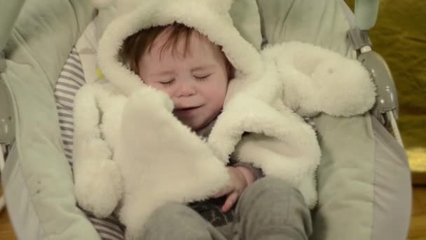 Baby Boy Month Old White Fur Coat Babybancher Video — Video