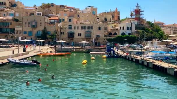 Israel Ancient Jaffa July 2022 Panorama Del Puerto Viejo Barcos — Vídeos de Stock