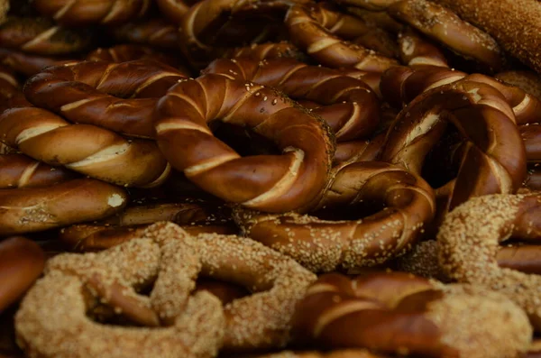 Appetizing Fresh Bagels Israeli Pastry Bagels Sandwich Bakery Showcase Fresh — Photo