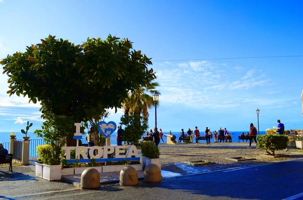 Big Letters Love Tropea Beach Tropea Calabria Italy Palms Sea — Stockfoto