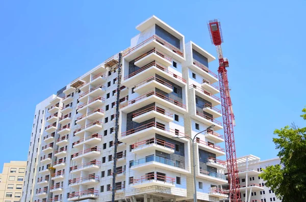 Sunny Day Construction Site Construction Crane New Building Israel Concept — Stockfoto