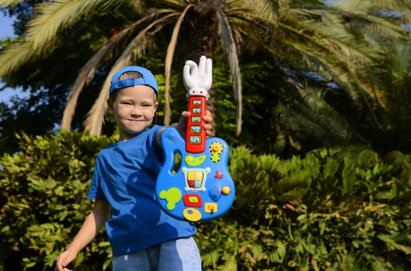 Children Music Instruments Musical Education Kids Little Boy Play Music — Stockfoto
