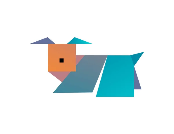 Vektorová Ilustrace Pes Chrt Geometrickými Tvary Modré Oranžové Fialové Bílém — Stockový vektor