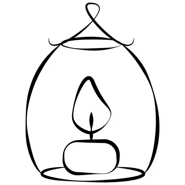 Christmas Lantern Candle Graphic Black Image White Background Vector — Stock Vector