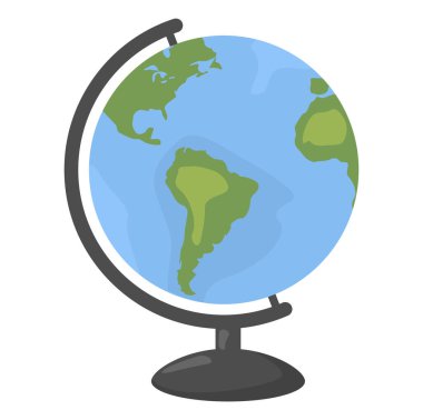 Eğitim okulu materyali, konsept dünya dünya ikonu, eğitim kurumu şeyleri karikatür vektör ilülasyonu, beyaz üzerine izole.