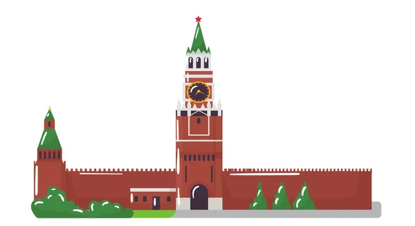 Bâtiment du Kremlin de Moscou, concept monument architectural de renommée mondiale, vieille construction illustration vectorielle plate, isolé sur blanc. — Image vectorielle