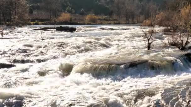 Bouřlivá Zimní Řeka Jihu Francie — Stock video