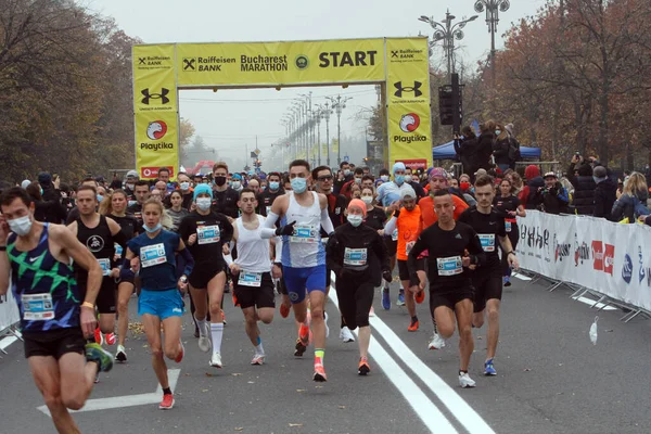 Bucharest Roumanie Octobre 2021 Les Athlètes Participent Course Marathon Bucarest — Photo