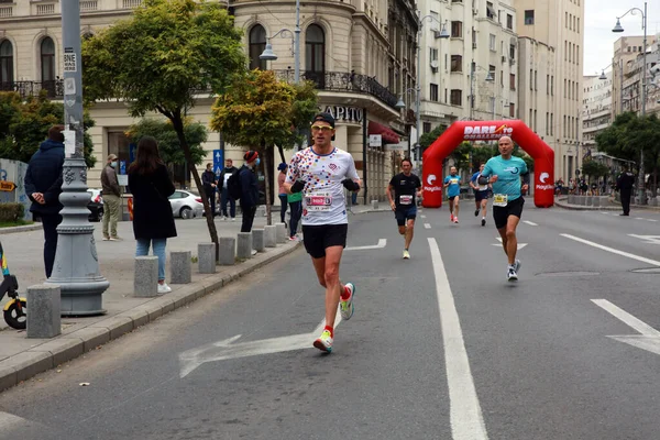 Bucharest Roménia Outubro 2021 Atletas Competem Maratona Bucareste — Fotografia de Stock