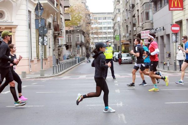 Bucharest Romania Ottobre 2021 Gli Atleti Gareggiano Alla Maratona Bucarest — Foto Stock