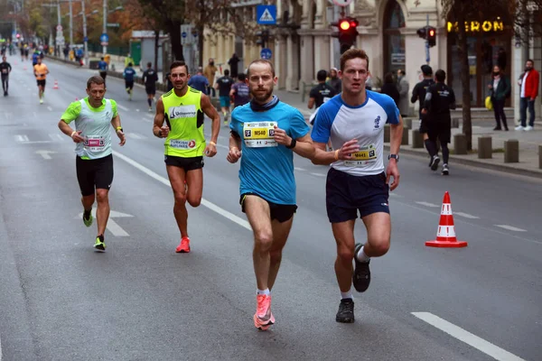 Bucharest Romania Ottobre 2021 Gli Atleti Gareggiano Alla Maratona Bucarest — Foto Stock