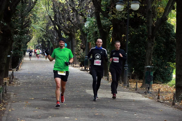 BUCHAREST, ROMANIA - 31 Ekim 2021: Bükreş Maratonu 'nda sporcular yarışıyor.