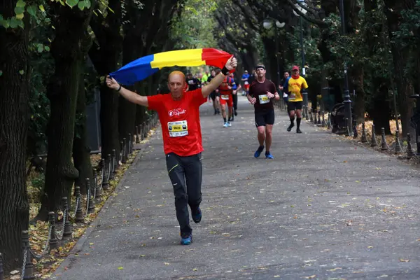 Bucharest Roménia Outubro 2021 Atletas Competem Maratona Bucareste — Fotografia de Stock