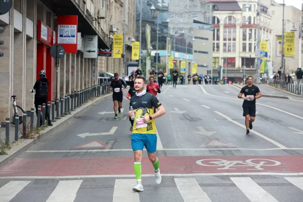 Bucharest Romania Ottobre 2021 Gli Atleti Gareggiano Alla Maratona Bucarest — Foto Stock