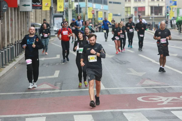 Bucharest Romania Ottobre 2021 Gli Atleti Gareggiano Alla Maratona Bucarest — Foto Stock