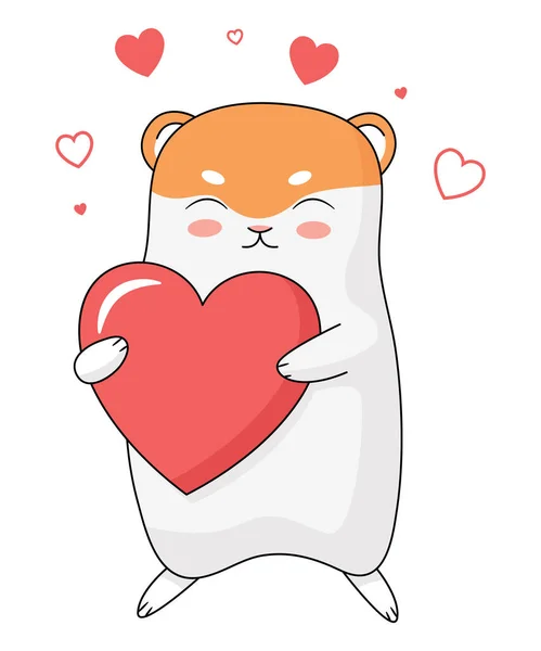 Valentine Hamster Hamster Holding Heart Hamster Illustration — 스톡 벡터