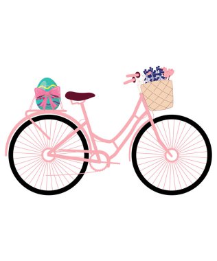 Easter day Bicycle with flowers in a basket