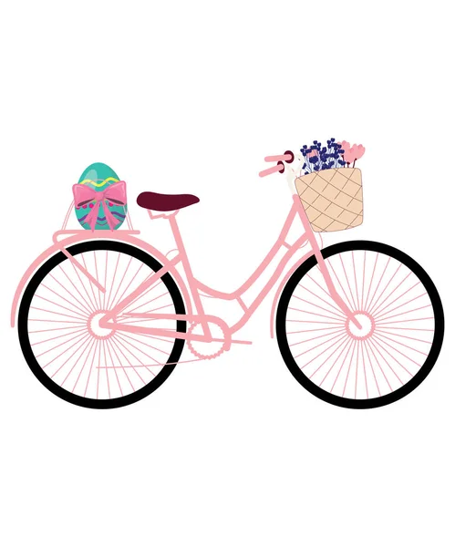 Easter Day Bicycle Flowers Basket — Vector de stock