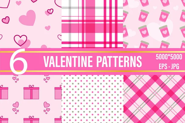 Pink Valentine Seamless Pattern Collection — ストックベクタ