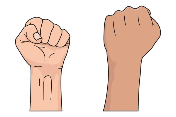 Hand Drawn Clenched Support Fist Vector Illustration - Stok Vektor