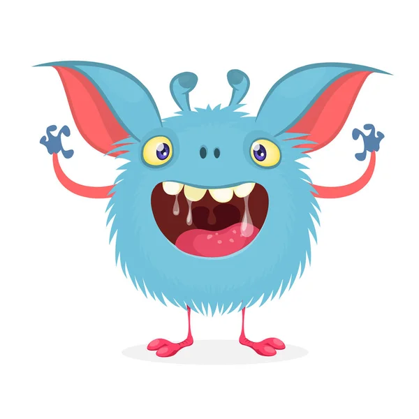 Schattig Stripmonster Met Een Grote Glimlach Vol Speeksel Vector Grappig — Stockvector