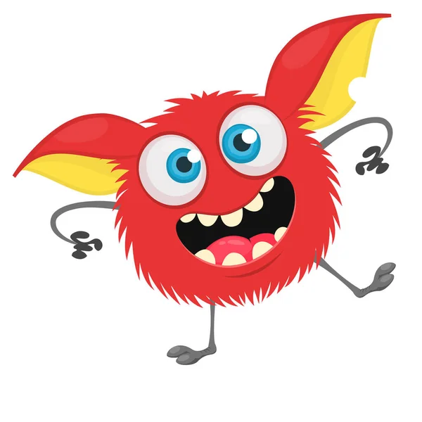 Aranyos Rajzfilm Szörny Troll Vagy Gremlin Vektor Vicces Szörny Karakter — Stock Vector