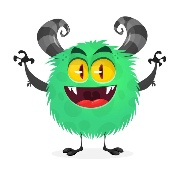 Nettes Cartoon Monster Vektor Lustige Monster Figur Winkt Hände — Stockvektor