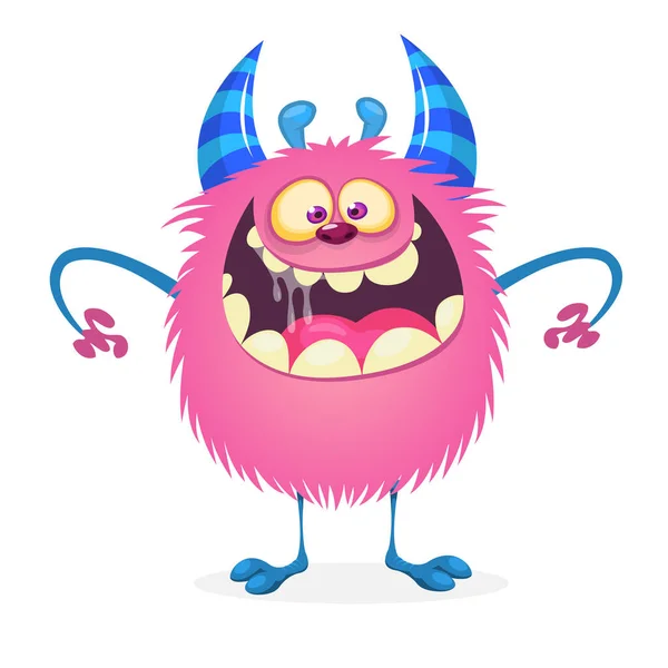 Personagem Alienígena Pequeno Monstro Rosa Feliz — Vetor de Stock