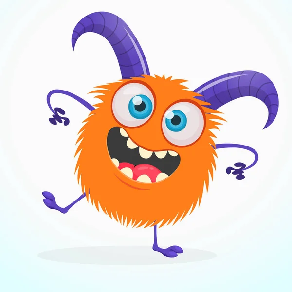 Monstre Orange Excité Illustration Catoon — Image vectorielle