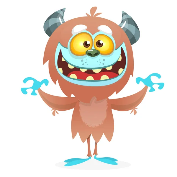 Schattig Cartoon Monster Yeti Vector Bigfoot Karakter — Stockvector