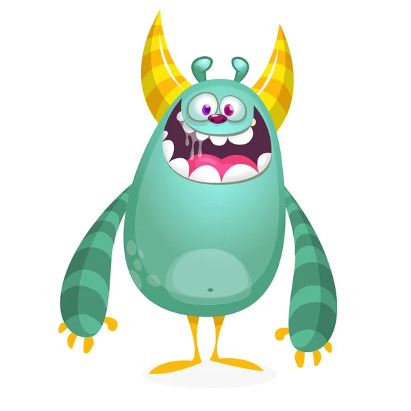 Wütendes Cartoon Monster Halloween Vektorgehörntes Monster — Stockvektor