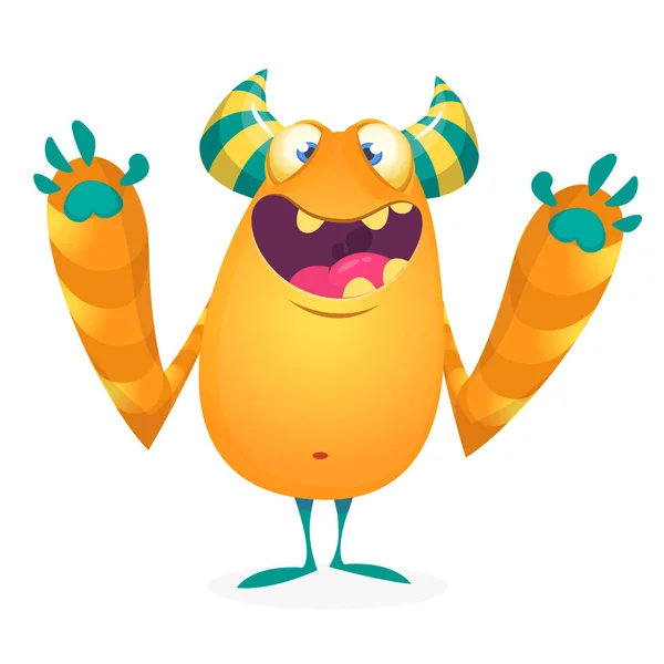 Cartoon Blob Monster Halloween Vector Illustration Excited Monster — Stock Vector
