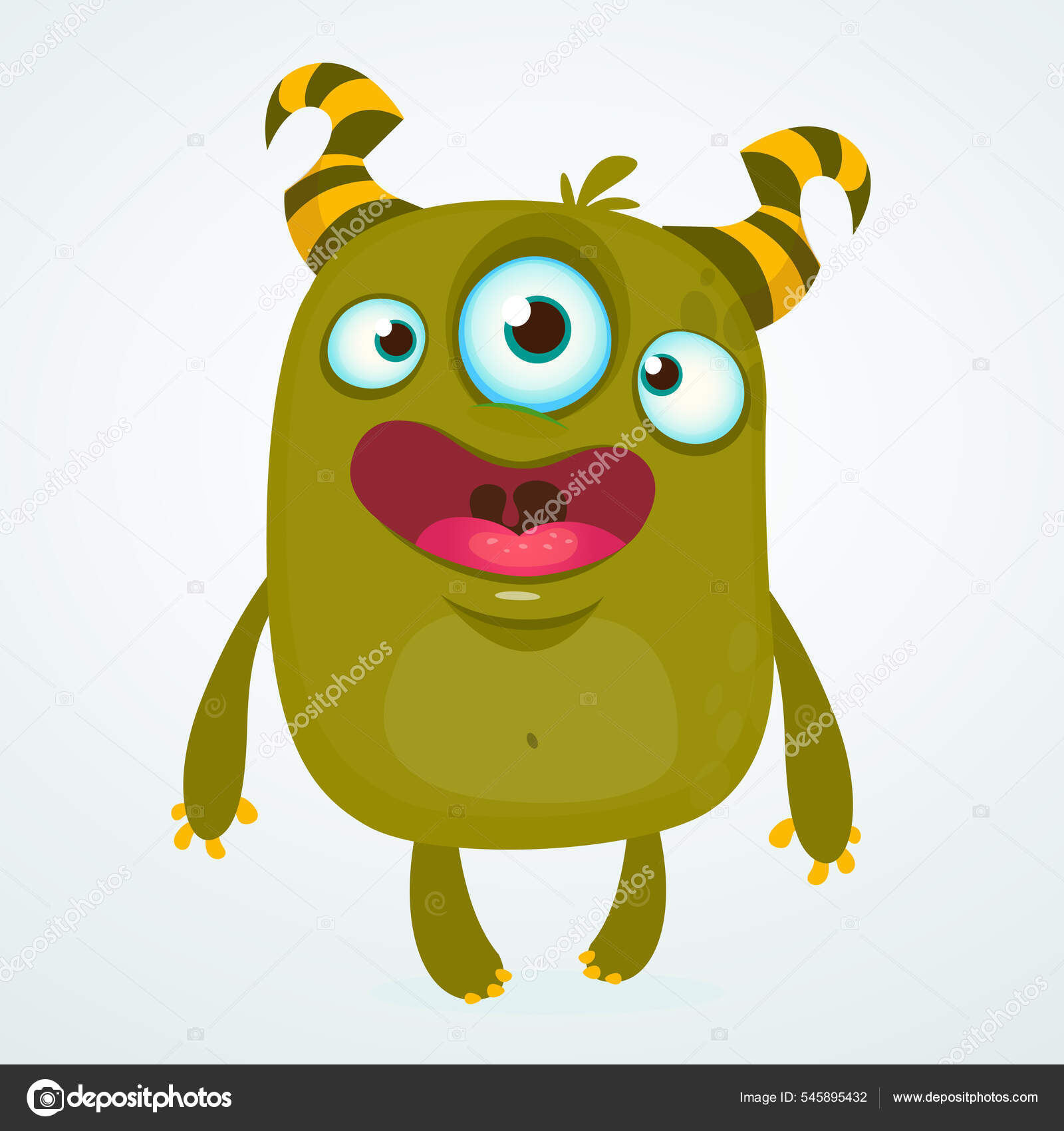 Happy Cartoon Alien Monster Three Eyes Vector Character Big Set Stock  Vector Image by © #545895432