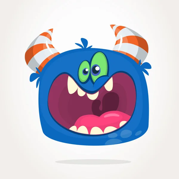 Angry Cartoon Blue Monster Screaming Yelling Angry Monster Expression Halloween — Stock Vector