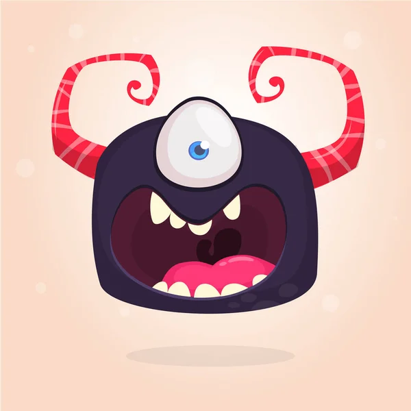 Angry Bllack Monstru Desene Animate Singur Ochi Mare Colecție Monștri — Vector de stoc