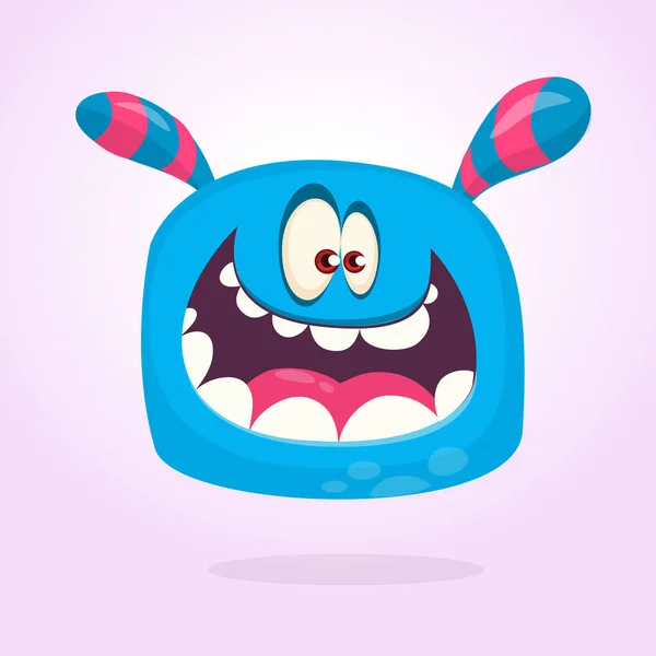 Happy Cartoon Monster Laughting Monster Face Emotion Halloween Vector Illustration — Stock Vector
