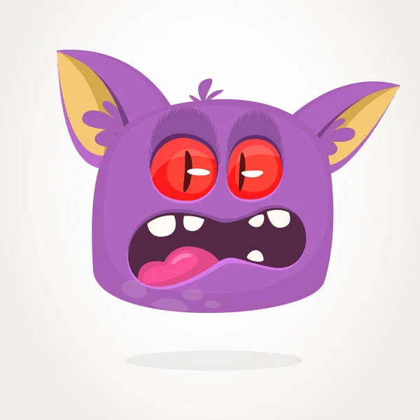 Skrämmande Tecknad Monster Arga Violetta Monsterkänslor Halloween Vektor Illustration Stor — Stock vektor