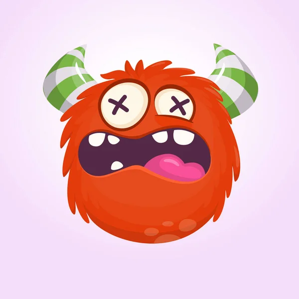 Angry Cartoon Monster Angry Red Monster Emotion Halloween Vector Illustration — Stock Vector