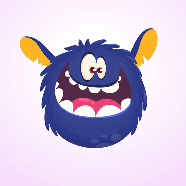 Gelukkig Tekenfilmmonster Lachend Monster Gezicht Emotie Halloween Vector Illustratie — Stockvector