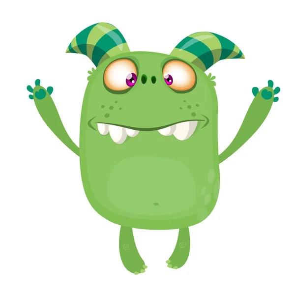 Schattig Tekenfilmmonster Vectortrol Gremlin Karakter Halloween Ontwerp — Stockvector