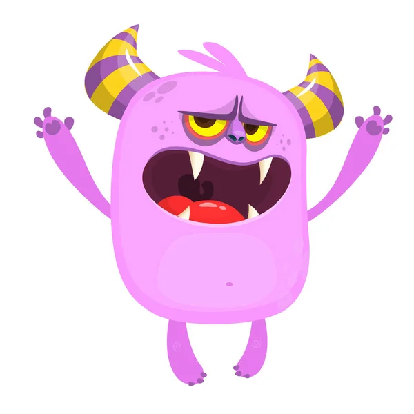Zły Różowy Potwór Kreskówki Wektor Cute Monster Ilustracja Maskotka Halloween — Wektor stockowy