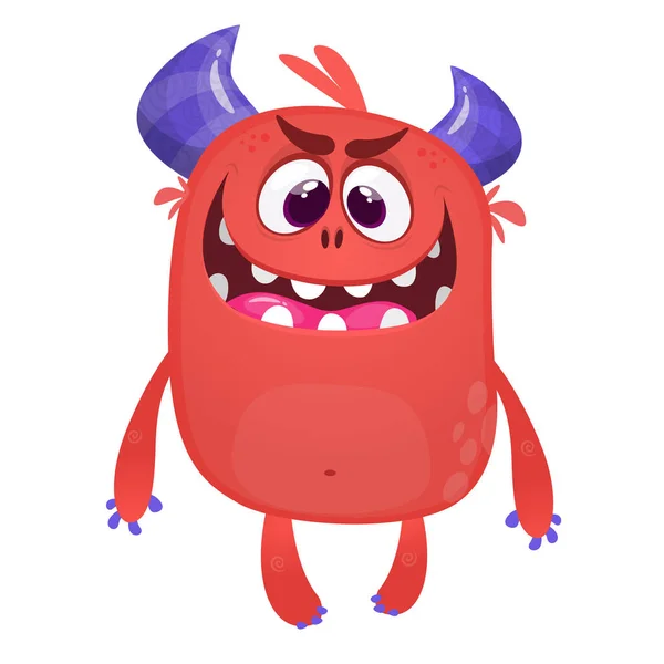 Monstruo Dibujos Animados Aterrador Vector Halloween Monstruo Rojo Gran Conjunto — Archivo Imágenes Vectoriales