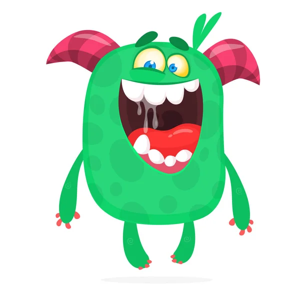 Caricatura Enojada Monstruo Verde Gritando Gritando Expresión Monstruo Enojado Halloween — Archivo Imágenes Vectoriales