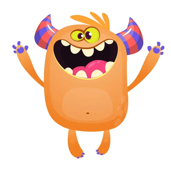 Cool Cartoon Monster Met Grote Ogen Halloween Vector Illustratie Clipart — Stockvector